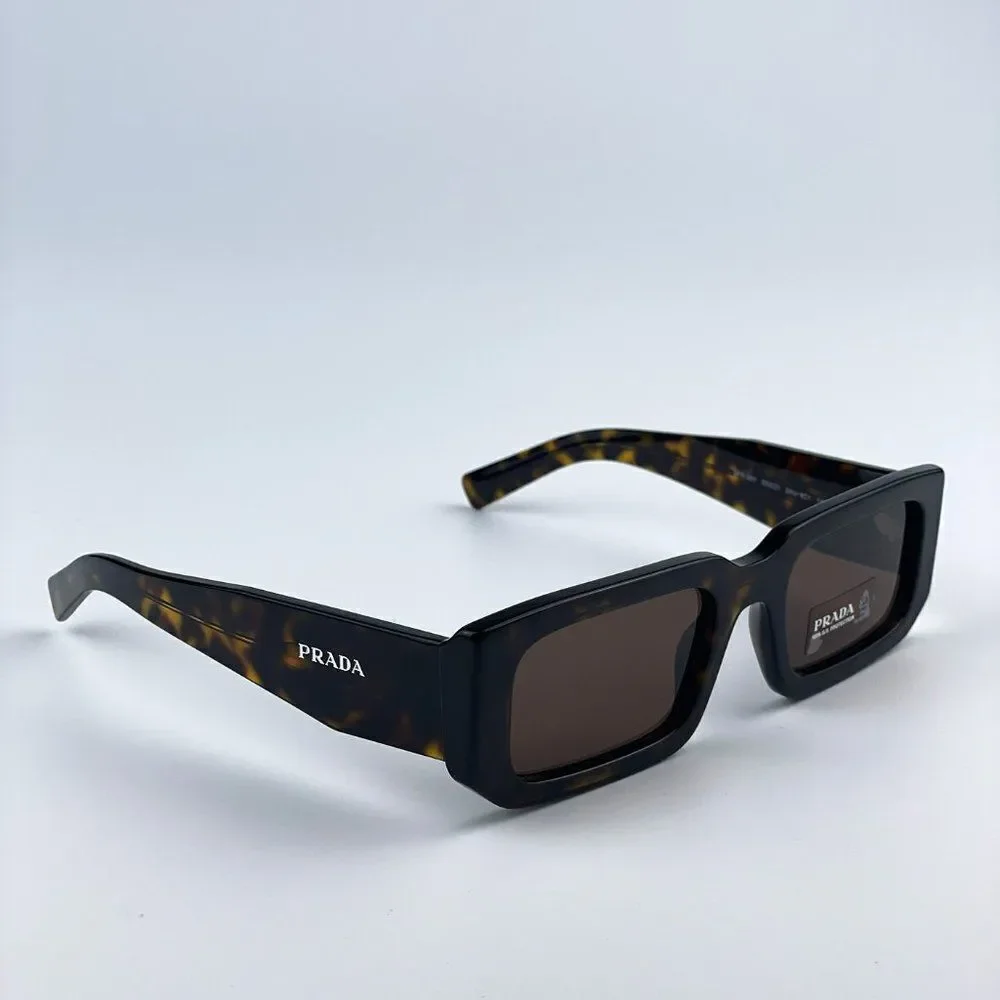 NEW Prada PR06YS 2AU8C1 Havana Tortoise Dark Brown Rectangle Unisex Sunglasses